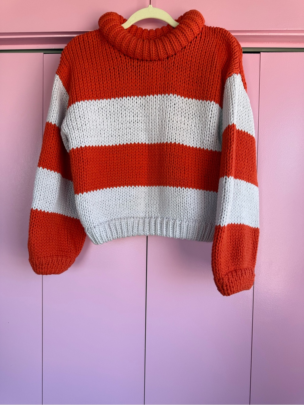 Tibi Striped Knit Sweater in Orange and White XS Like New
